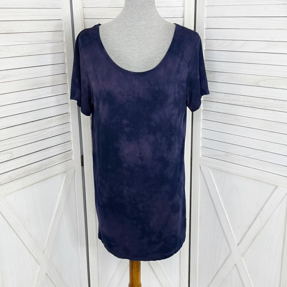 Silence + Noise Tie Dye‎ Split Back Tunic Tee Shirt Blue Purple Medium